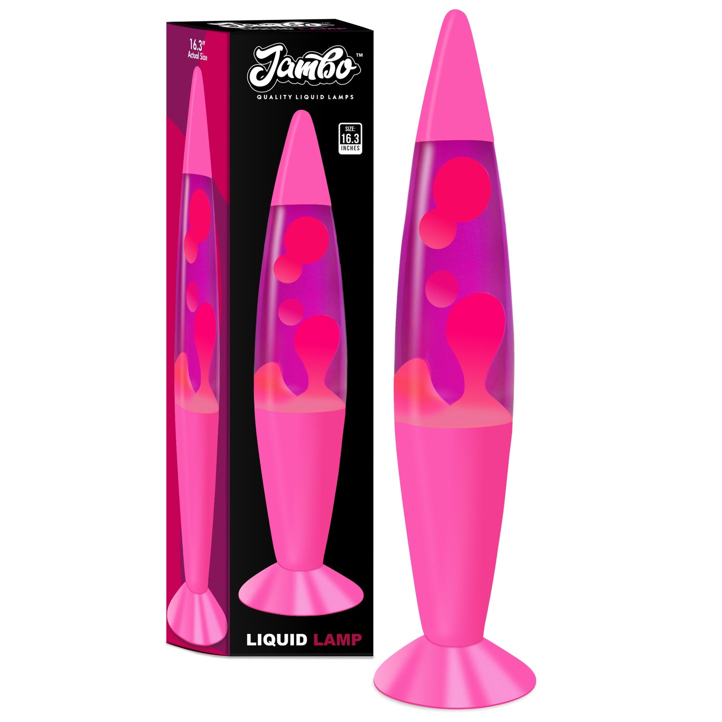 JAMBO 16" Liquid Lamp with Wax That Flows Like Lava, Cool Lamps, Relaxing and Entertaining, Nightlights Night Lights for Kids, Adults, Teens (16", Pink Base, Purple Liquid, Pink Wax)